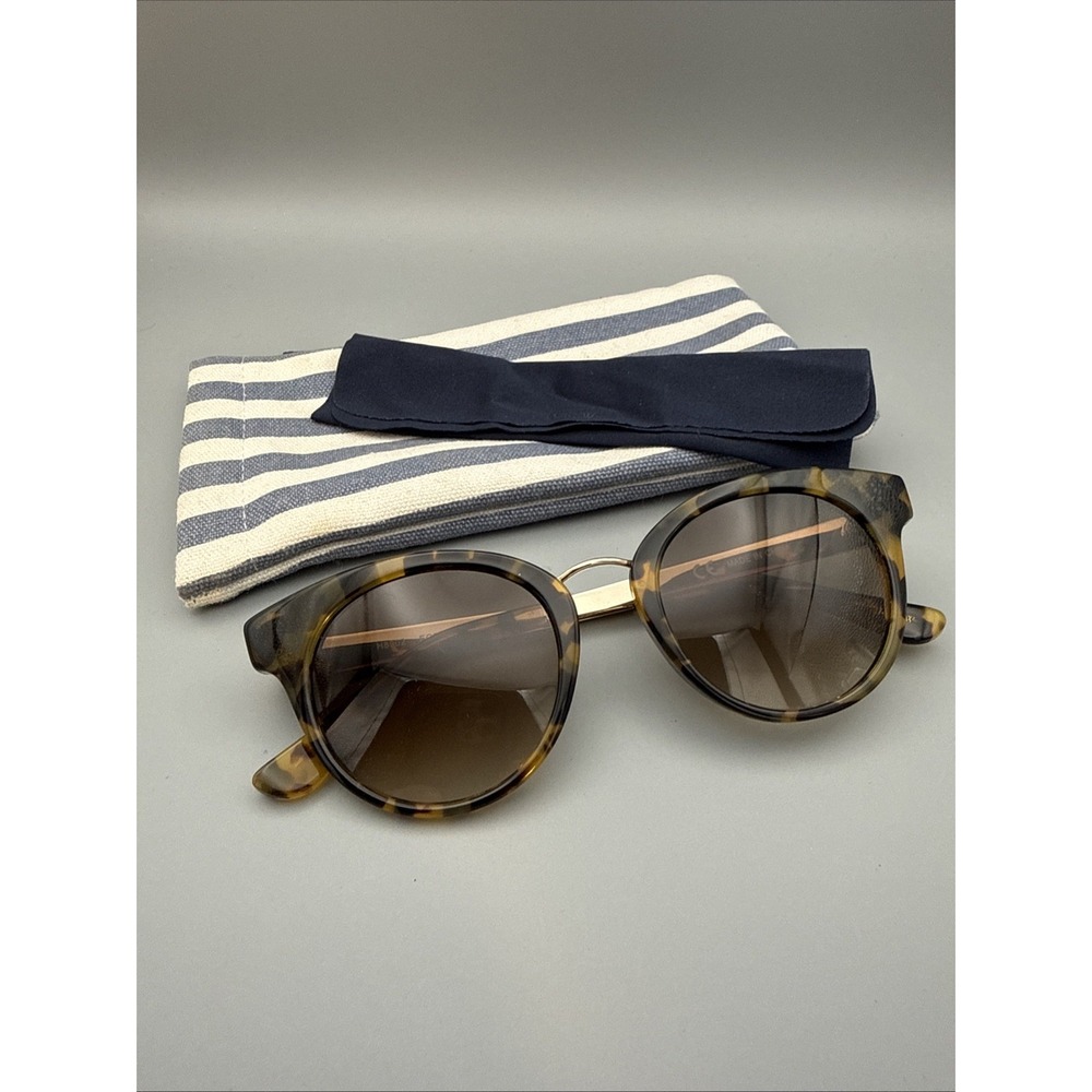 J.Crew Sunglasses Tortoise /Gold Round Polarized H8902 Ivy League & Case/Cloth